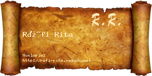 Réfi Rita névjegykártya