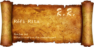 Réfi Rita névjegykártya